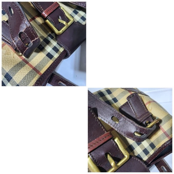 Authentic Burberry Vintage Haymarket Check PVC and Leather Buckle Shoulder Bag - Picture 13 of 16